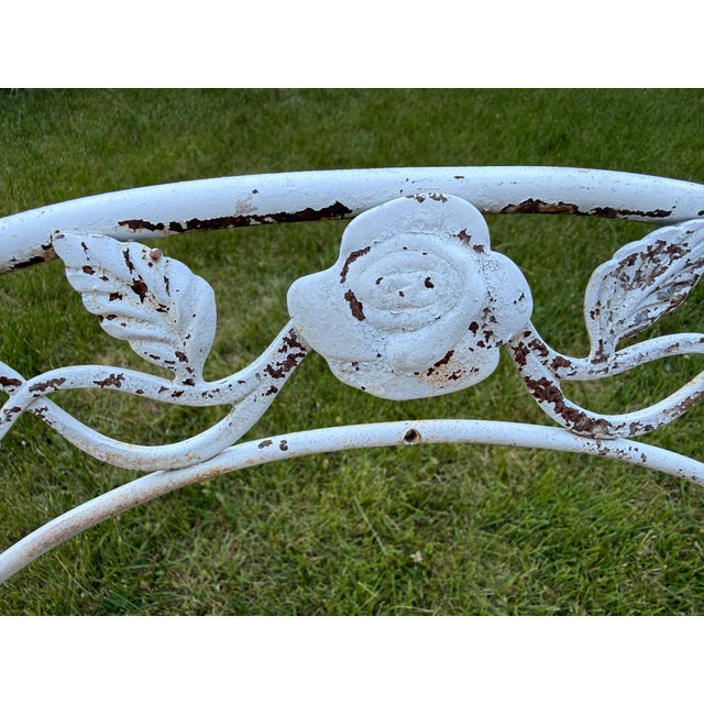 Metal Vintage Woodard Chantilly Rose Wrought Iron Dining Set — Table & Six Chairs For Sale - Image 7 of 11
