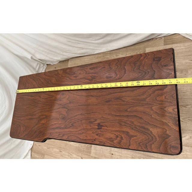 1930s Art Deco Wall Desk Petite Size Four Dovetail Jointed Drawers Two Tone Walnut For Sale - Image 9 of 11