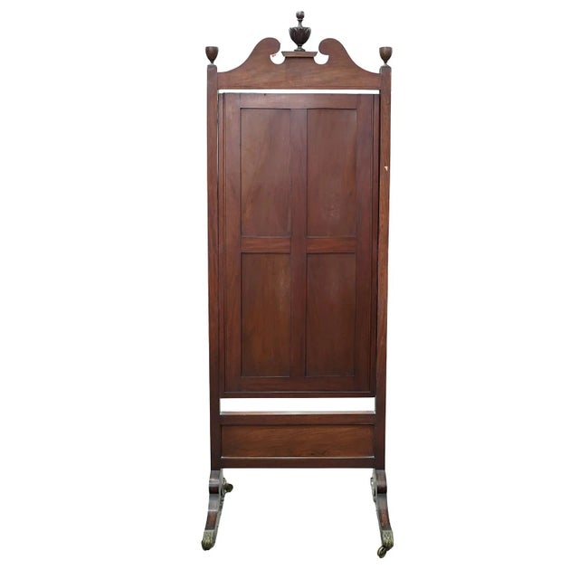 Late 19th Century English Edwardian, Mahogany/Satin Wood Cheval Mirror For Sale - Image 4 of 6
