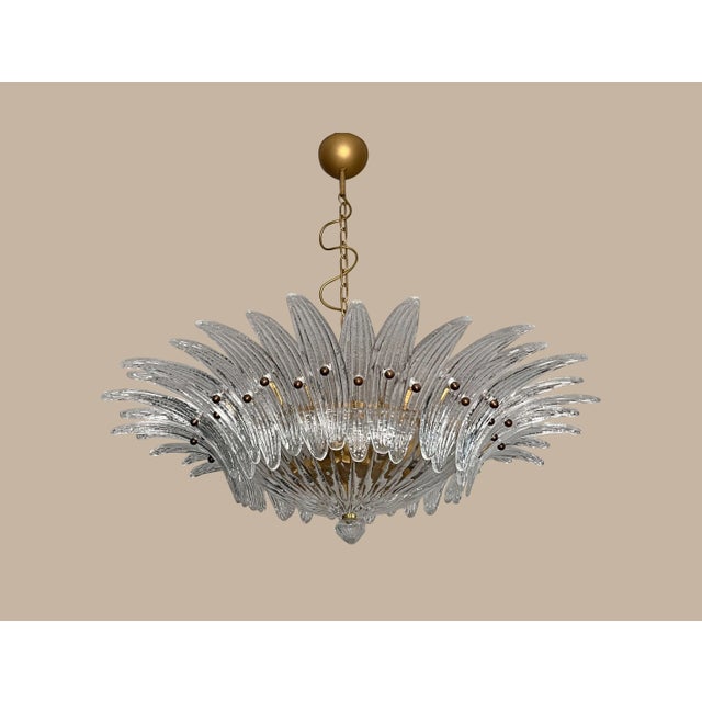 WIRED FOR US/AU/EU Murano Glass chandelier. hand-crafted in Murano . Made by 36 Murano clear glasses in a gold painted...