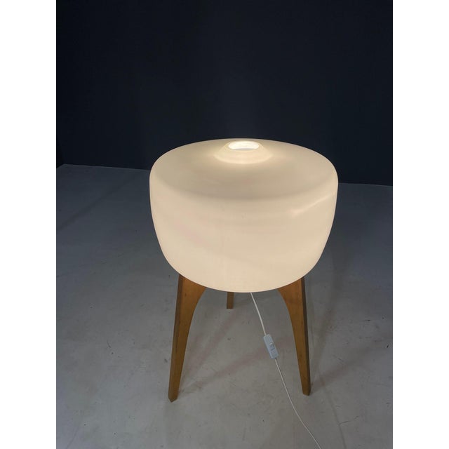 Large Floor Lamp in Wood & Frosted Glass by Uluv, Czechoslovakia, 1960s For Sale - Image 4 of 14