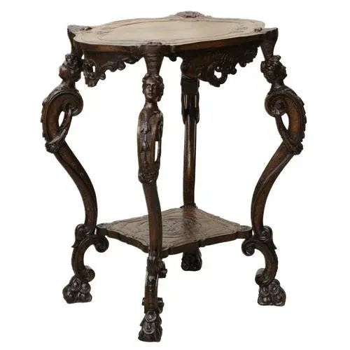 Black Carved Wooden Table in Neo-Rococo Style, 1890s For Sale - Image 8 of 8