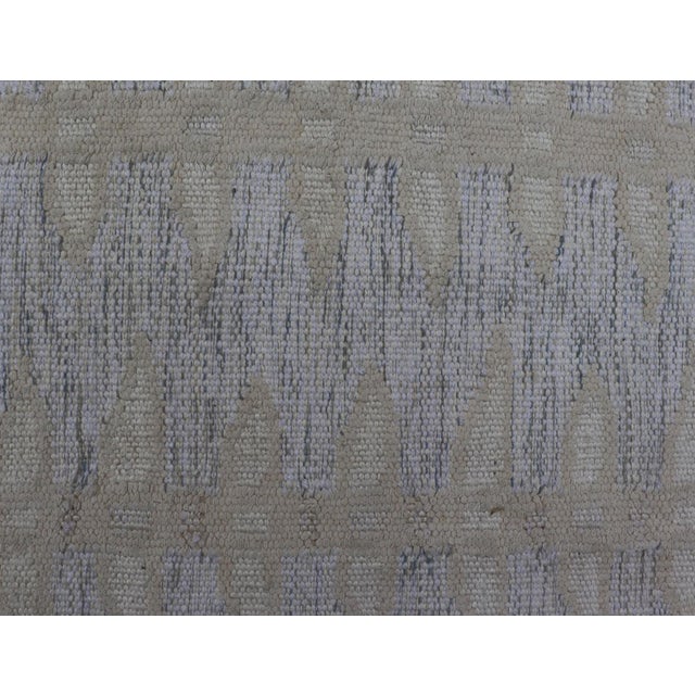 Modern Scandinavian Flat Weave Rug With Subtle Geometric Patterns in Soft Ivory and Muted Gray 3'0 X 5'5 For Sale - Image 4 of 9