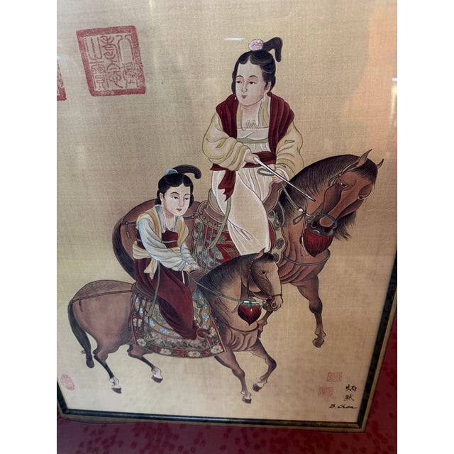 B. Chan Ladies of the Court on Tang Horseback Print on Silk, Framed For Sale - Image 12 of 12