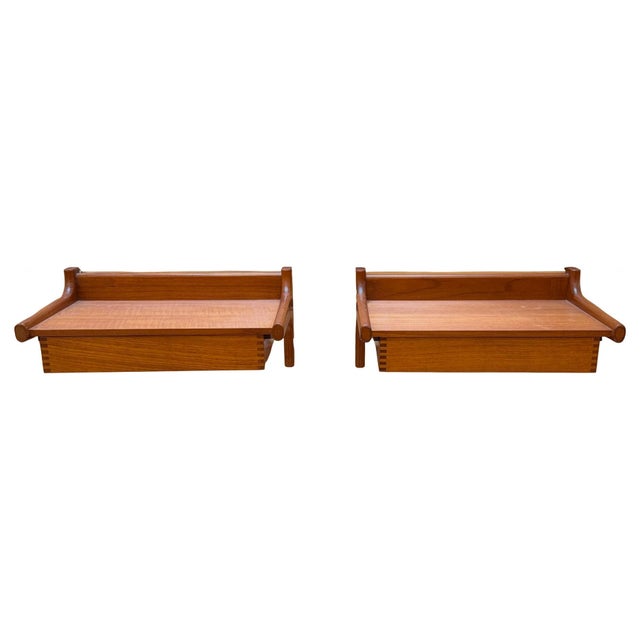 Mid-Century Modern Pair of 1960s Floating Teak Nightstands Attributed to Børge Mogensen for Søborg Møbler, Attributed For Sale - Image 3 of 11