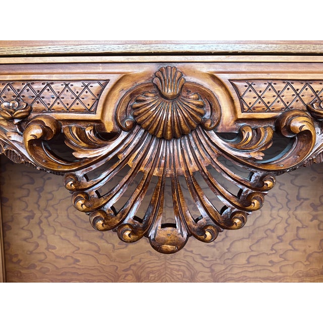 French Biedermeier Mahogany Carved Console Table With Drawer For Sale - Image 12 of 13