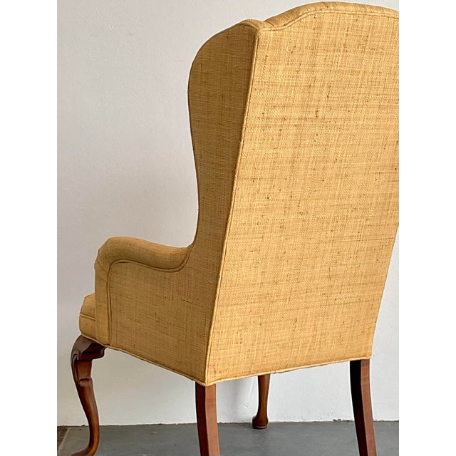 Vintage Raffia Wingback Chair For Sale - Image 12 of 12