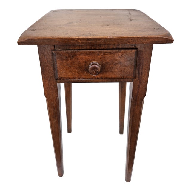 Square Primitive Federal Style One Drawer Side Table For Sale