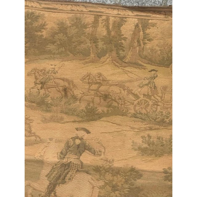 Yellow Vintage French Aubusson Style Jacquard Tapestry with Hunting Scene, 1970s For Sale - Image 8 of 18