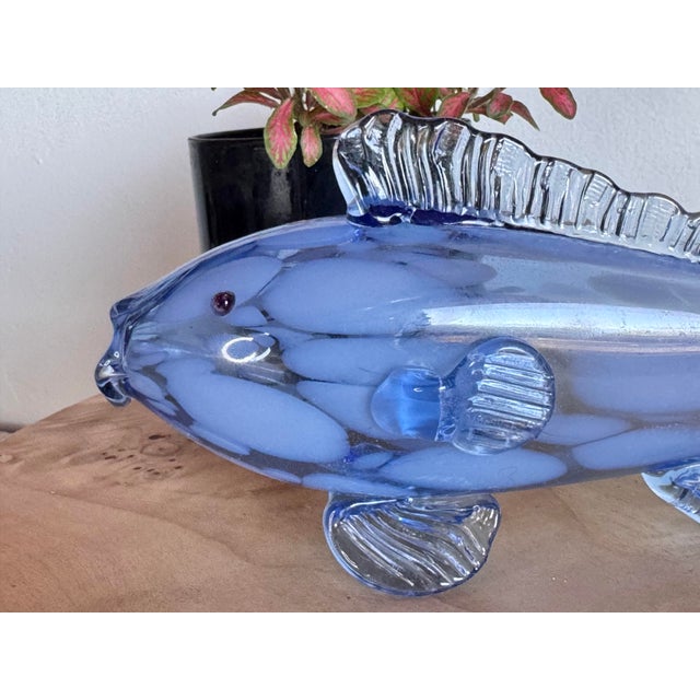 Glass Vintage Altaglass Blue Hand Blown 10” Glass Fish Sculpture For Sale - Image 7 of 12
