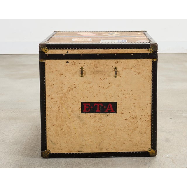 Louis Vuitton Style Steamer Hat Trunk by Crouch & Fitzgerald For Sale - Image 14 of 18