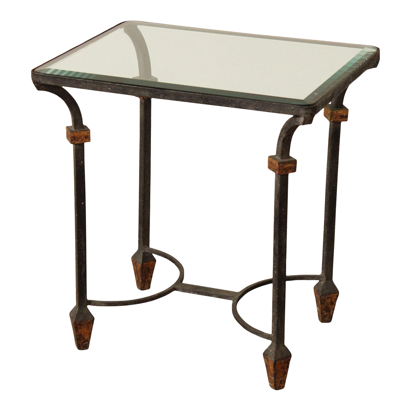 Industrial Style Iron Glass Top Occasional Table | Chairish
