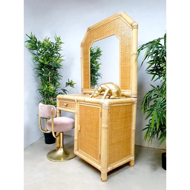 Vintage Faux Bamboo Dressing Table, 1980s For Sale - Image 3 of 6