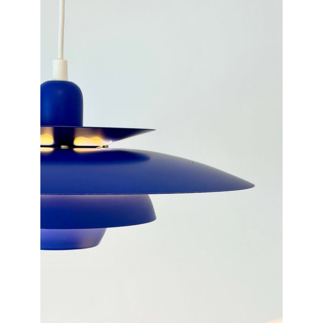 Vintage Scandinavian Blue Multi-Shade Pendant Lamp from El-Light, Denmark, 1970s For Sale - Image 4 of 8