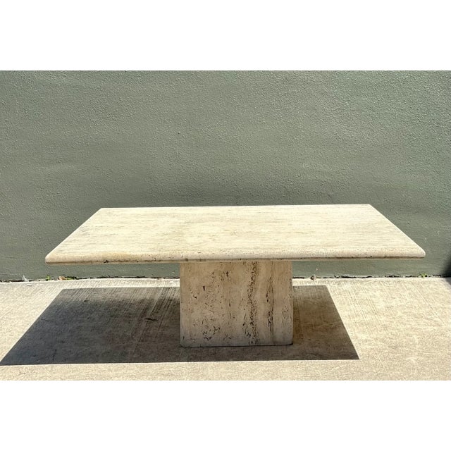 Vintage Italian Travertine Coffee Table For Sale In West Palm - Image 6 of 12