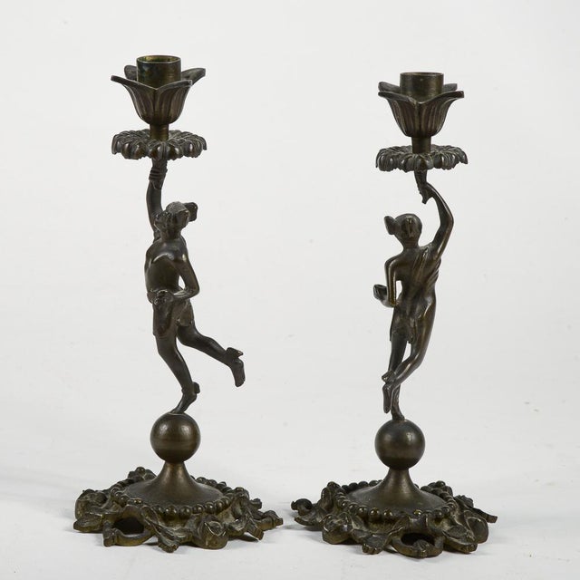 Bronze Candleholders, Set of 2 For Sale - Image 4 of 9