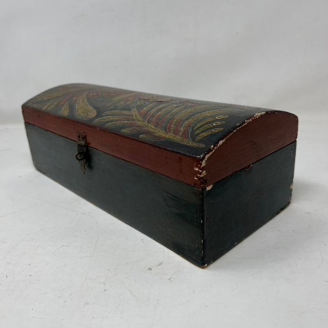 19th Century Folk Art Hand Painted Dome Topped Document Box For Sale - Image 4 of 11