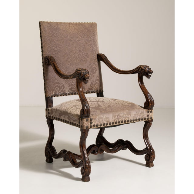 Neo-Baroque Oak Throne Chair, Antique, France, 19th Century For Sale - Image 10 of 16