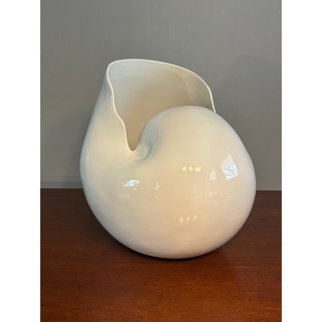 Shell 1970s Vintage Italian White Glazed Porcelain Nautilus Shell For Sale - Image 7 of 8