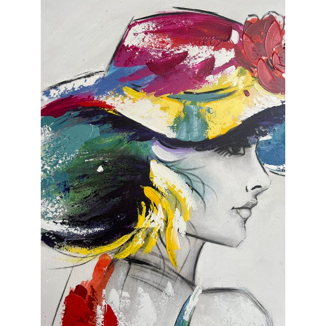 We have for your consideration a very gorgeous vintage postmodern large painting in a postmodern 1980s style . Painting...