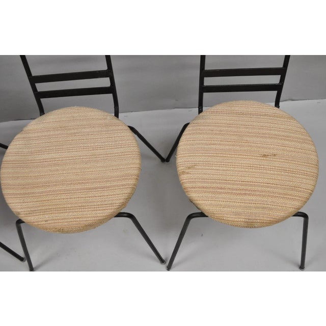 Vintage Arthur Umanoff Wrought Iron Ladder Back MCM Dining Chairs - Set of 4 For Sale - Image 13 of 18