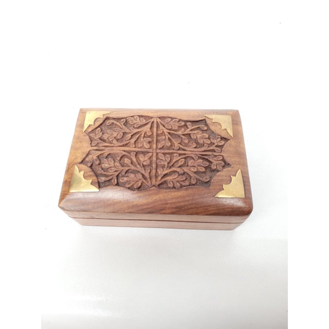 1980s Vintage Miniature Brass & Wood Box For Sale - Image 4 of 9