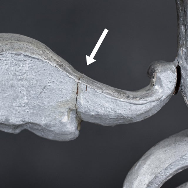 Wood Large 19th Century Italian Rococo Style Silver‑Leaf Carved Wood Altar Candelabra For Sale - Image 7 of 18