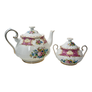 Royal Albert Lady Carlyle Bone China Teapot & Lidded Sugar Bowl - 2 Pieces