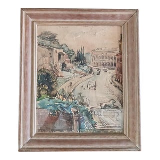 Lauri Hamalainen 1939 Watercolor Roman Coliseum Russian Listed Artist For Sale