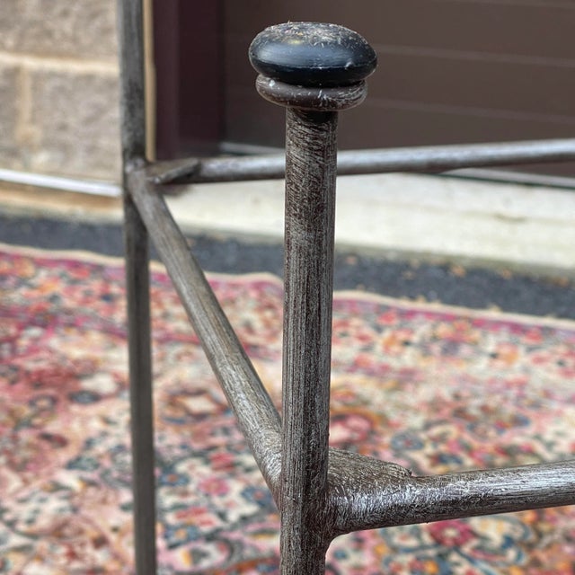Vintage Square Wrought Iron and Glass 2 Tiered Plant Stand For Sale - Image 12 of 13