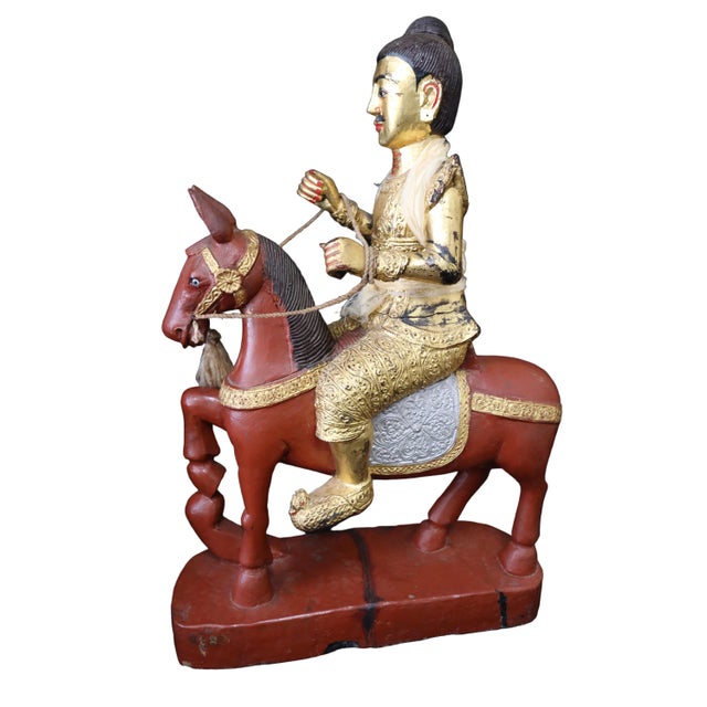 Gold Antique Burmese Statue of Nat on Horseback For Sale - Image 8 of 16
