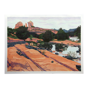 Gordon Mortensen "Lower Oak Creek Canyon" Signed Numbered Woodcut Art 1983