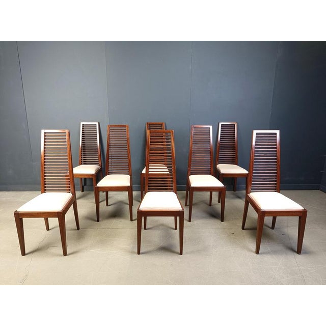 Italian High Back Dining Chairs, 1980s, Set of 8 For Sale - Image 4 of 13