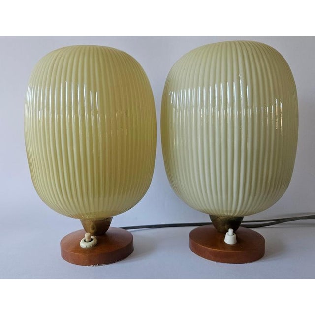 Table Lamps in Glass and Wood, 1960s, Set of 2 For Sale - Image 4 of 15