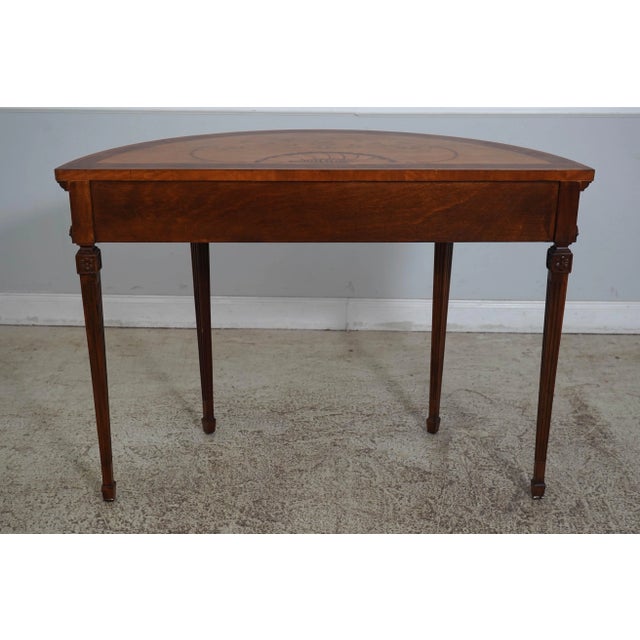 Century Adams Style Inlaid Satinwood Console Table For Sale - Image 11 of 12