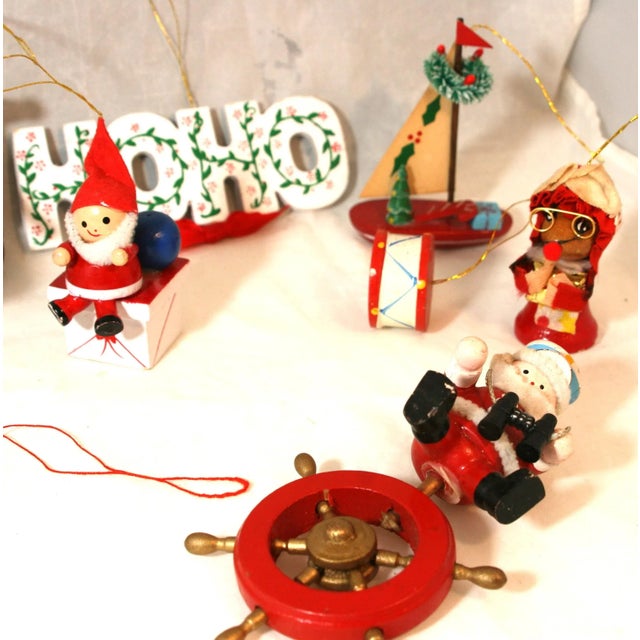 Vintage 1960s 14 Wooden Handcrafted Hanging Christmas Ornaments For Sale - Image 15 of 17