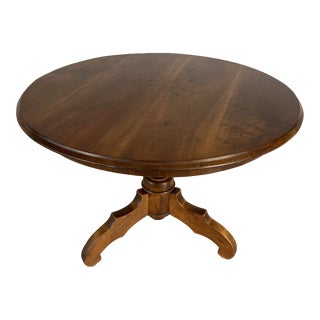 Beautiful Vintage Tilt Top Round Pedestal Walnut Breakfast Dining Table For Sale