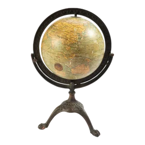Early 1920's Terrestrial Globe on Cast Iron Claw Foot Stand