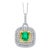 18 Karat Two-Tone Gold Emerald Double Row Diamond Pendant With 16" Chain For Sale