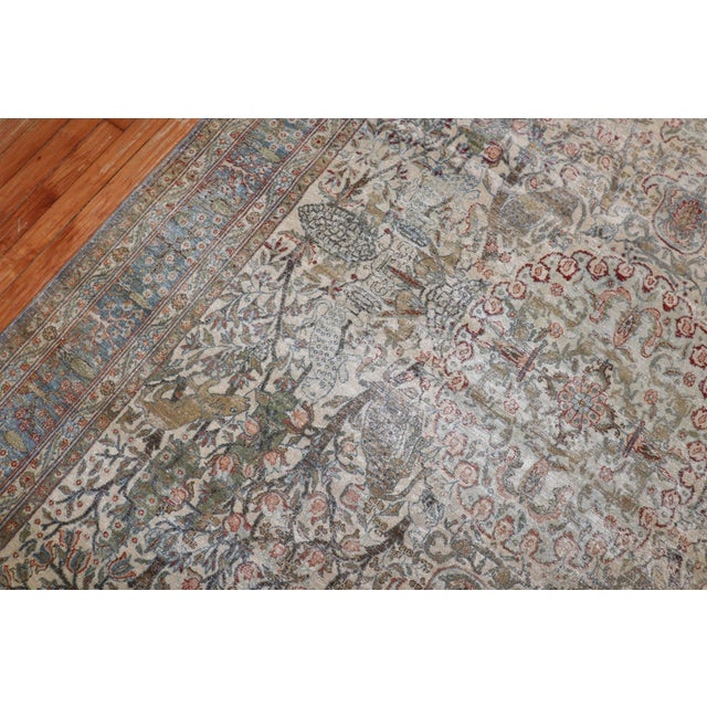 Persian Persian Tabriz Worn Animal Pictorial Rug rug no.j2610 For Sale - Image 3 of 11