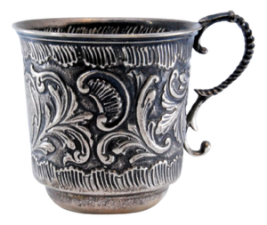 Cup in Embossed Silver with Scrolls and Applications on the Handle