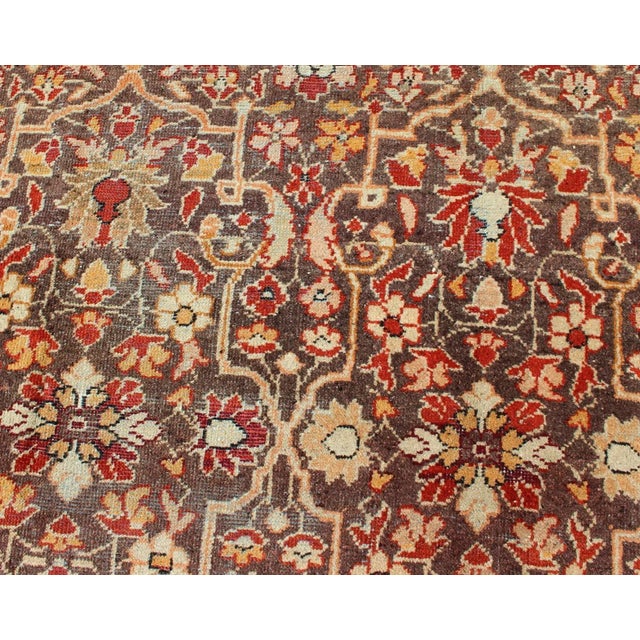 Textile Gray Background Antique Persian Sultanabad With All-Over Floral Design For Sale - Image 7 of 13