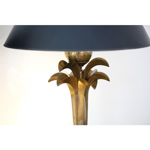 Art Deco 1970s Hart Associates Style Hollywood Regency Brass Palm Tree Lamps For Sale - Image 3 of 4
