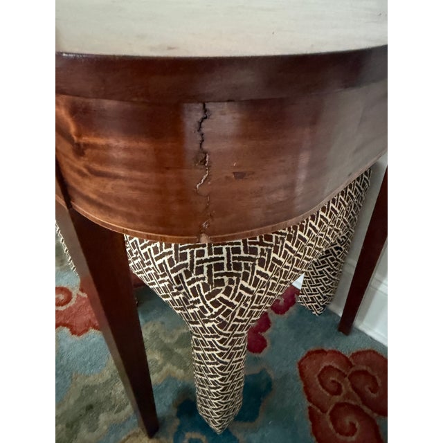 Antique Large Demilune Tables Pair of Demi-Lune Antique Beautiful Solid Wood Accent Tables For Sale - Image 10 of 12