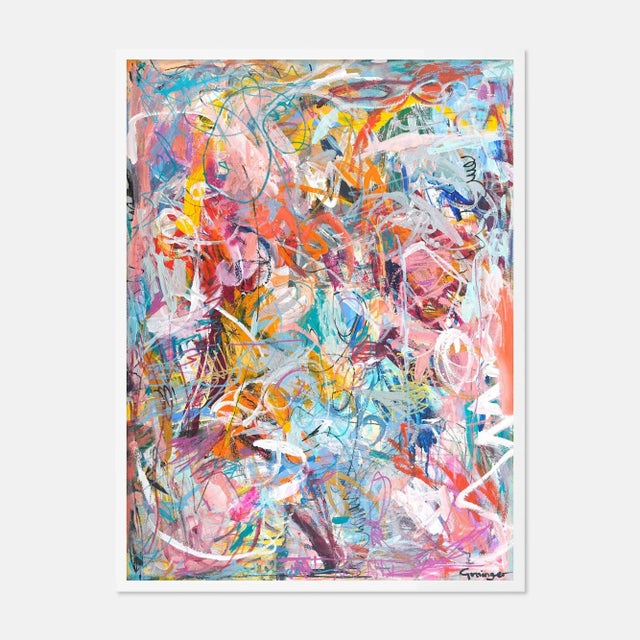 Contemporary Party on the River Boat by Lesley Grainger in White Frame, Small Art Print For Sale - Image 3 of 3