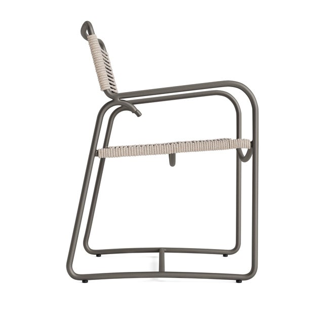 Contemporary Brown Jordan Walter Lamb Aluminum Arm Chair, Mica frame with Pebble fabric For Sale - Image 3 of 12