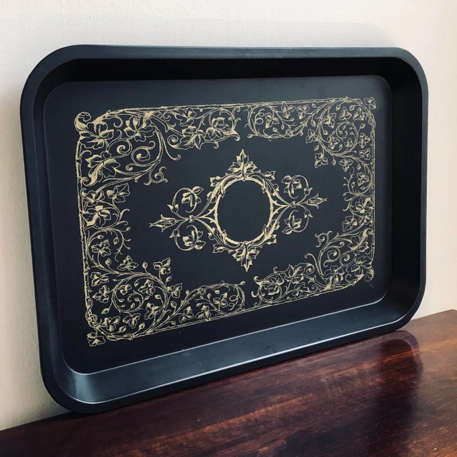 Late 20th Century Black & Gold Tole Tray For Sale - Image 11 of 11