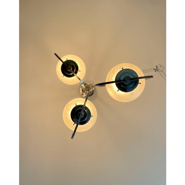 Art Deco Silver Ceiling Lamp with Three Sphere Shades For Sale - Image 9 of 18