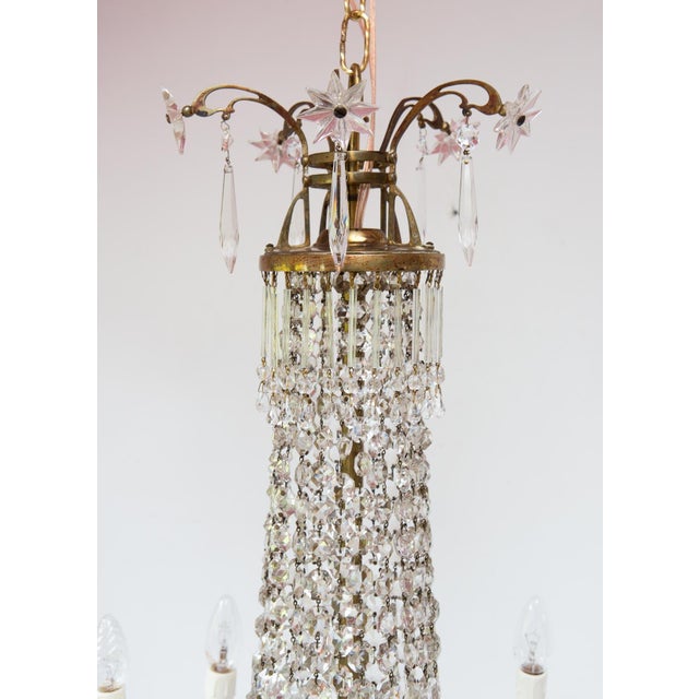 Metal Large Art Nouveau Swedish Glass Chandelier, 1890s For Sale - Image 7 of 11