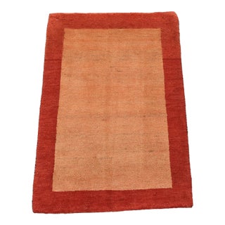 Gabbeh Rug 2’1” X 3′ Rust Wool Contemporary Hand-Knotted Carpet For Sale
